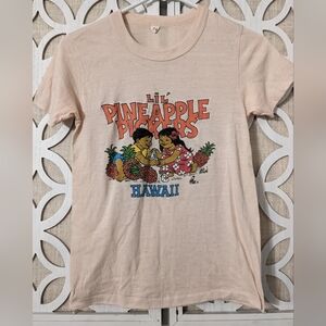 Vintage 70's Hawaii‎ Poly tees Pineapple Pickers Souvenir shirt
